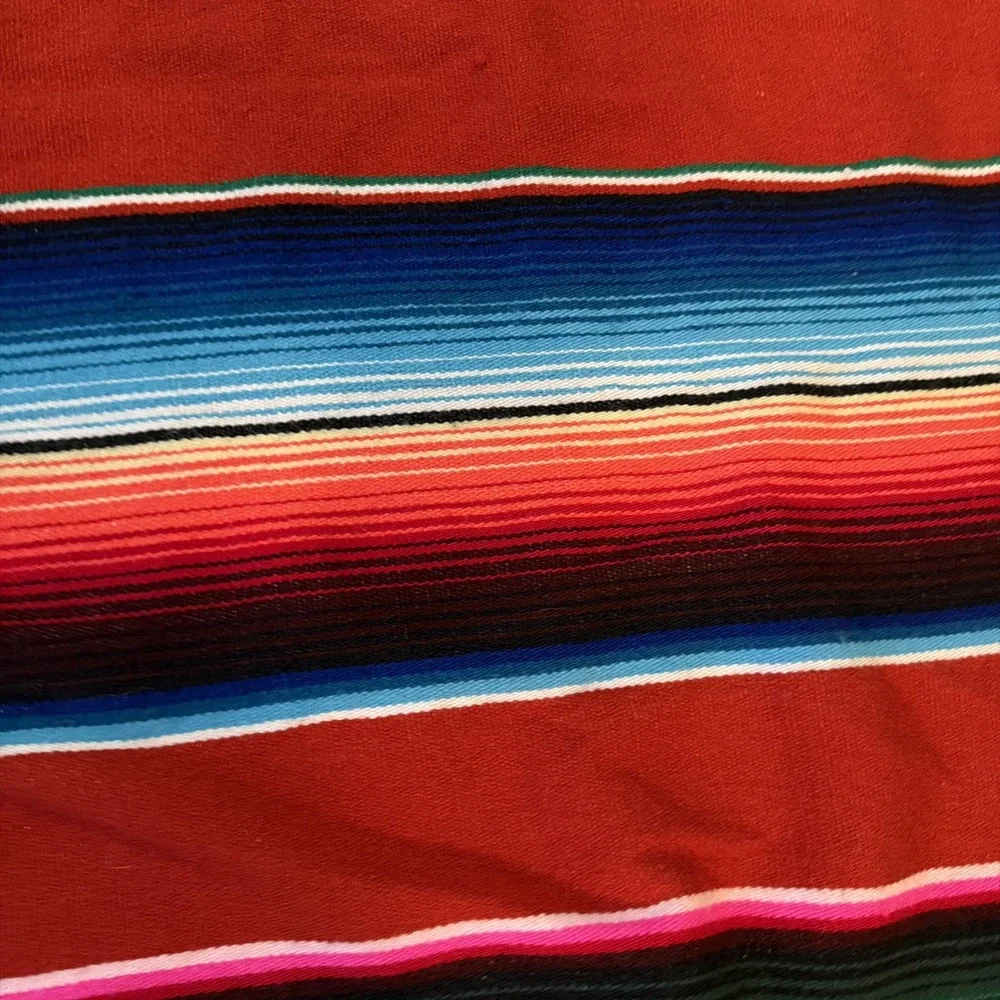 Large Mexican Saltillo Serape Fringed Blanket 60